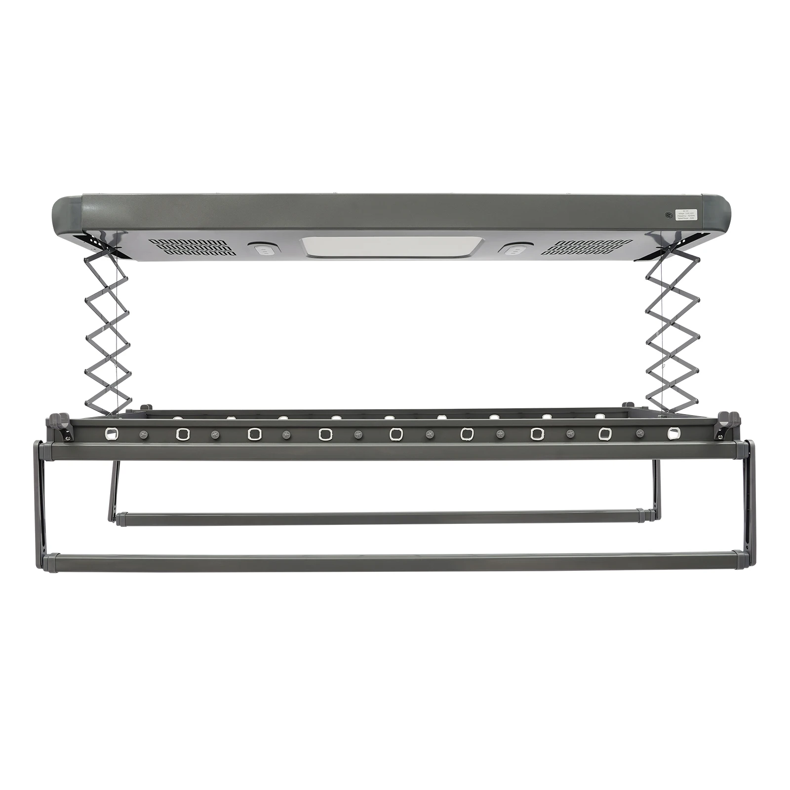 Elektrisch slim gemotoriseerd kledingdroogrek met afstandsbediening, intrekbaar met LED-verlichting, blauwlichtsterilisatie, 2 ventilatoren - afbeelding 2