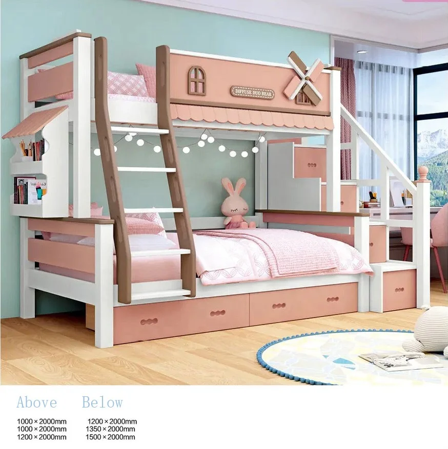 

High-quality New Wooden Children's Bedroom Furniture, Solid Wood, Log Kids Room Furniture 1 Set Modern Customized