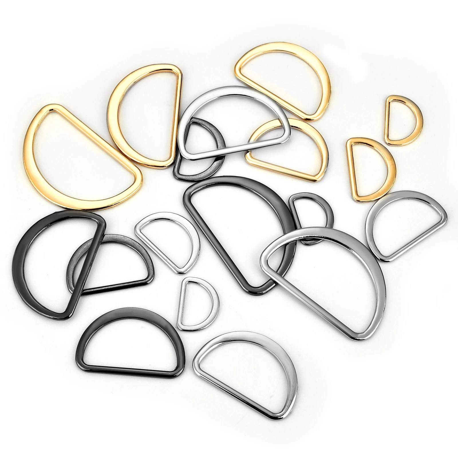 10pcs 15/20/25/30/40mm D-Shaped Buckle D Ring Connection For Shoes Bags Backpack Buckles DIY Accessory Alloy Metal Silver Gold