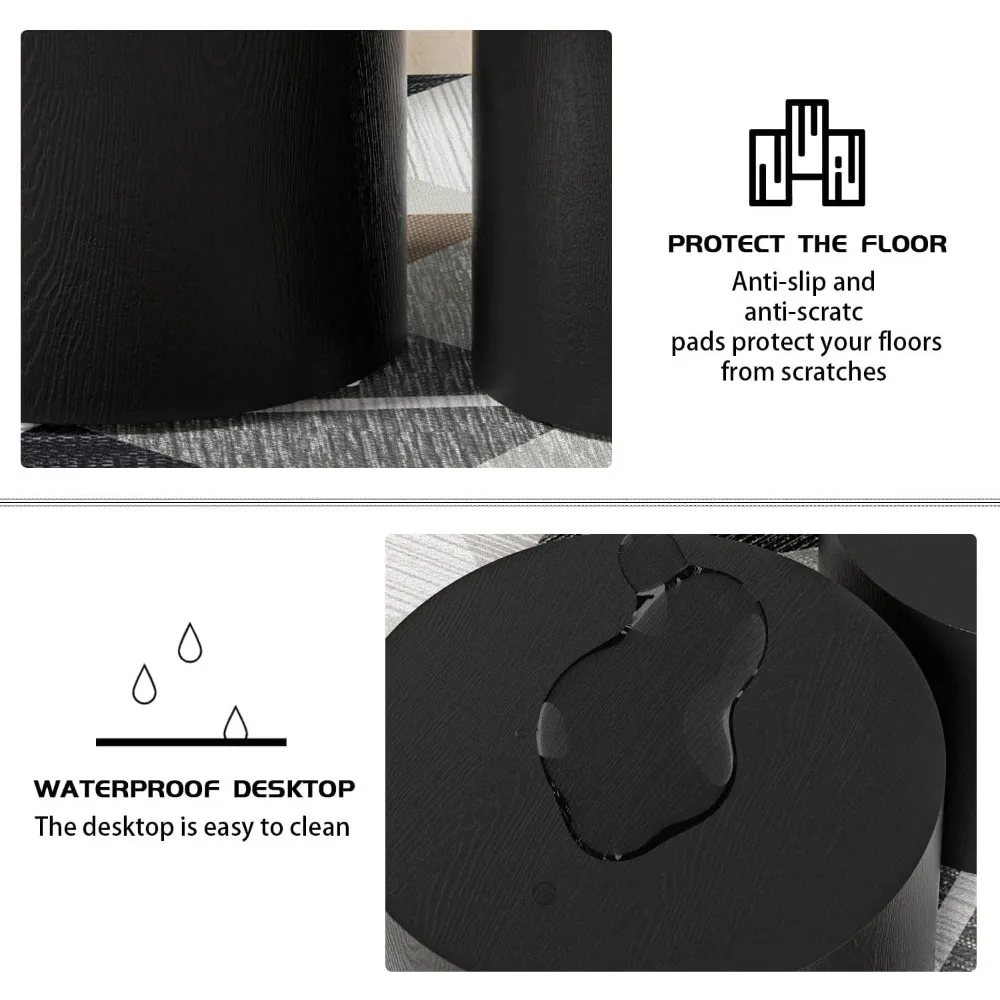 زوج من طاولات القهوة الخشبية المستديرة الحديثة مع قواعد مضادة للانزلاق لمساحات المعيشة المدمجة #3