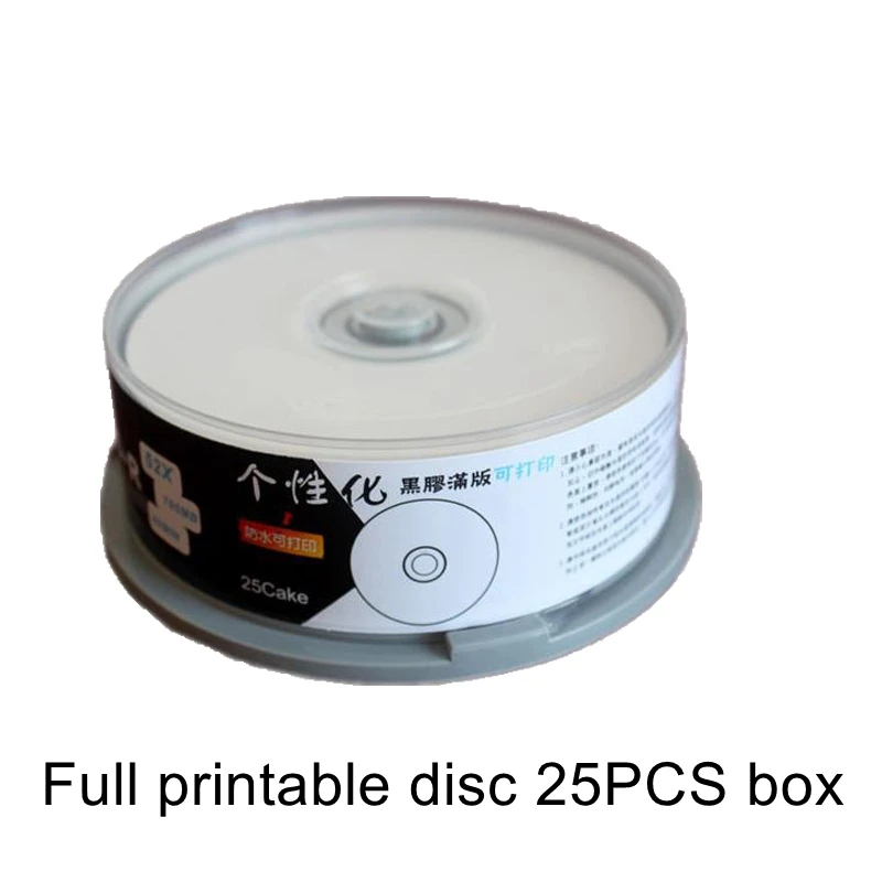 25 unids/caja Ritek CD-R imprimible disco en blanco disco compacto grabable 700MB/80min/52x CD-R disco de vinilo disco multimedia negro