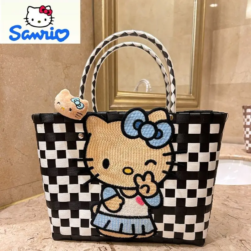 

Sanrio модная женская уличная тканая сумка для улучшения качества, большая вместительная водонепроницаемая ручная пляжная сумка для хранения