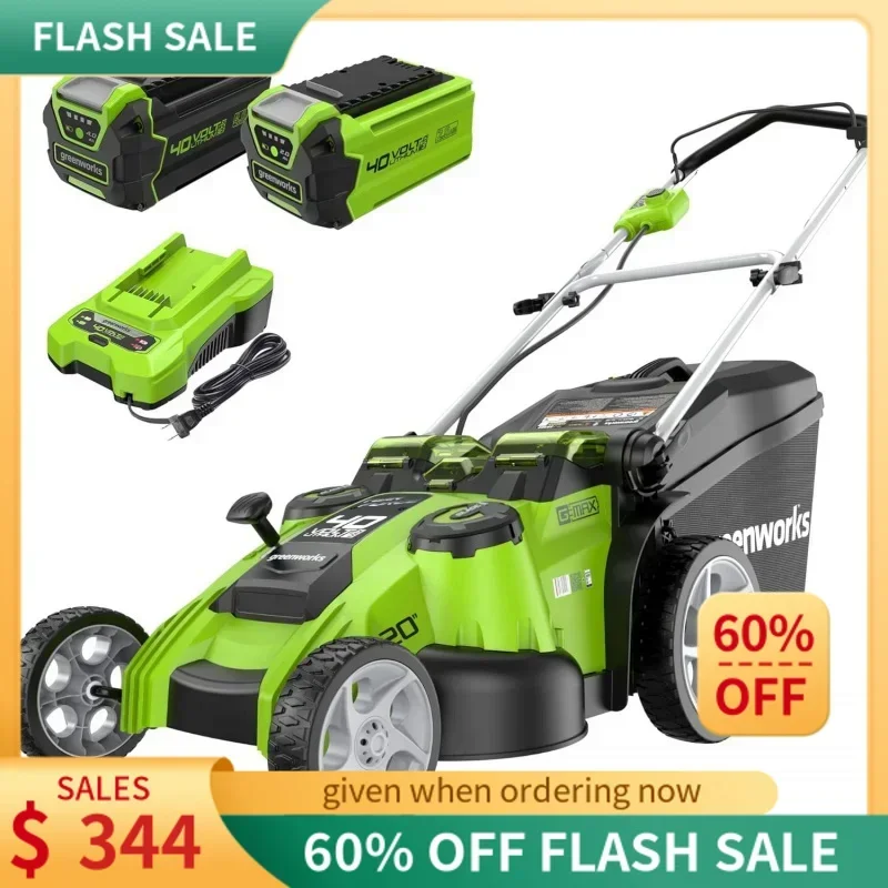 

QWGreenworks 40V 20" Dual Blade Cordless (Push) Lawn Mower (75 Compatible Tools),4.0Ah 2.0Ah Battery and Charger Included