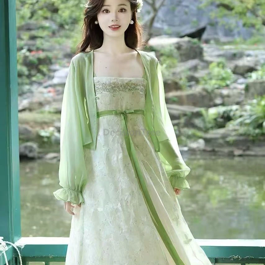 

New Chinese-style national cardigan dress Set summer improved Daily hanfu Women Carnival Cosplay Costume Female Party Outfit