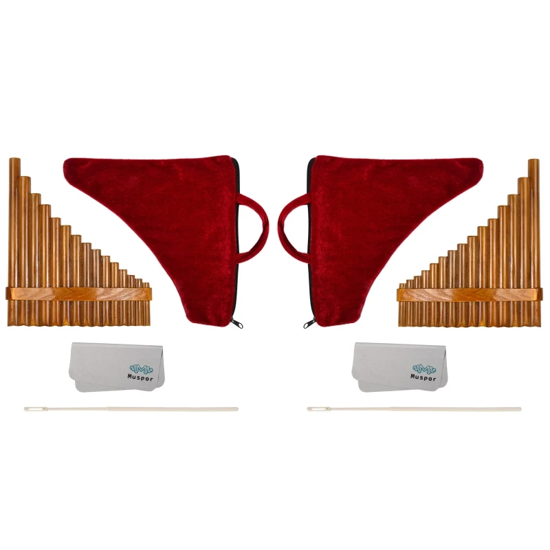 Pan Flute 15 Natural Bamboo Pipes Wind Instrument Slippers for Key Woodwind Instrument(Left-Hand & Right-Hand)