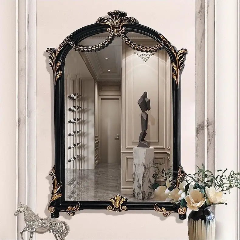 2026French Retro Bathroom Mirror, Wall Mounted HD Non-Distortion Vanity Mirror for Toilet Entryway Decorative Wall Mirror