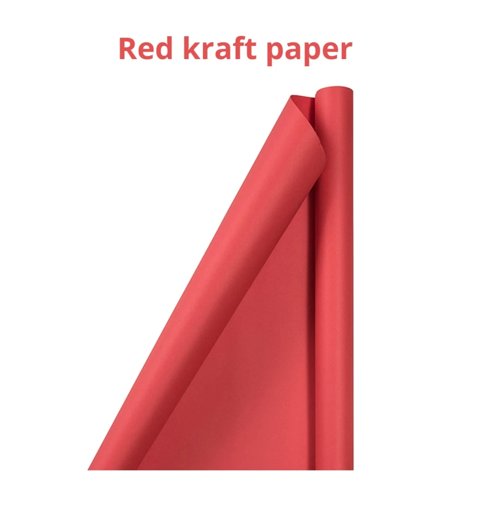 Two specifications Red Kraft Paper Roll Natural Kraft Paper Wrapping Paper for Art Crafts Gift Packaging Etc