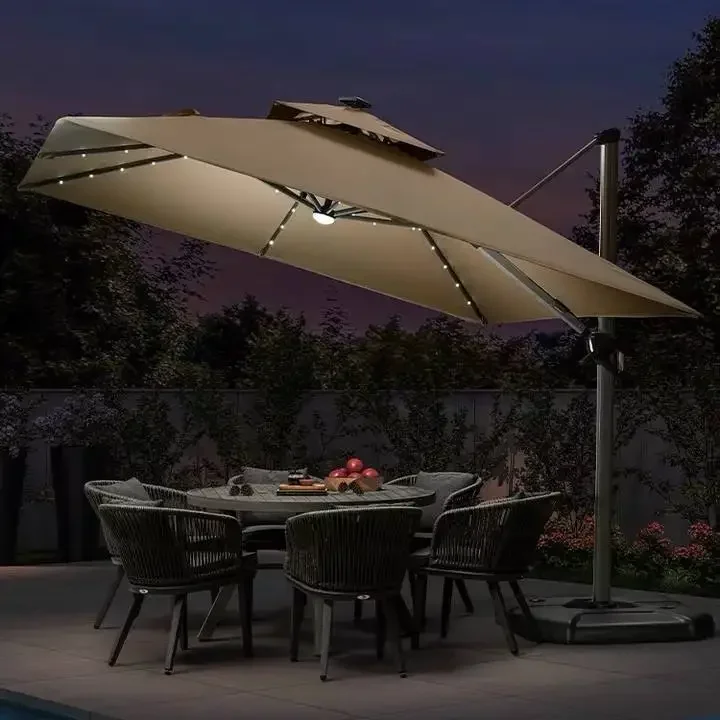 Beach Umbrella Sun Garden Parasol Large Cantilever Outdoor Umbrella Patio Umbrellas With Led