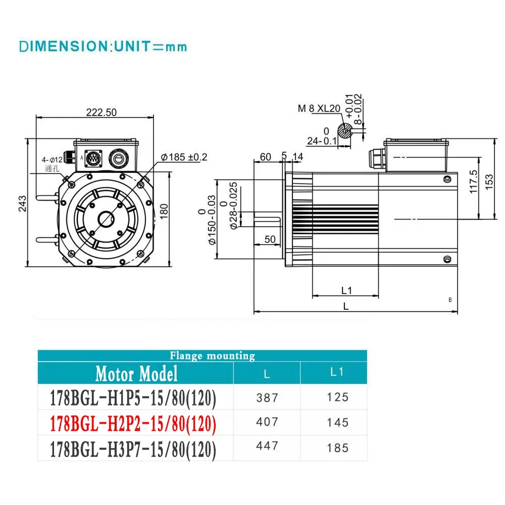 2.2KW 3Phase 13.8Nm AC Servo Spindle Motor Driver Kit High Speed 8000rpm/12000rpm 178mm Flange 380V Constant Power for CNC Lathe