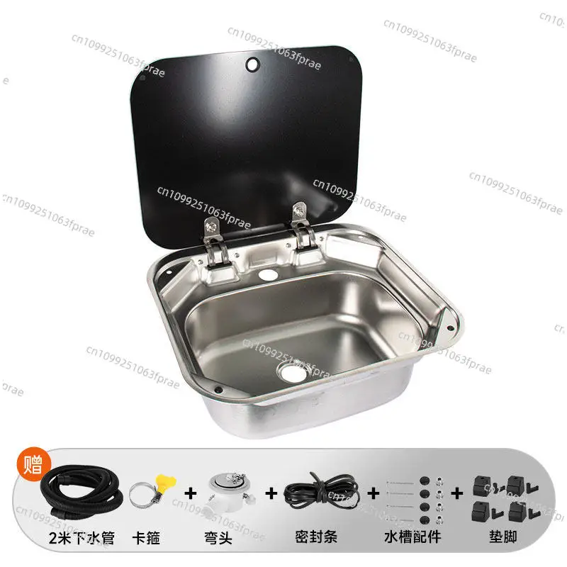 RV sink with cover kitchen wash basin stainless steel single slot vegetable basin square car water purifier folding basin