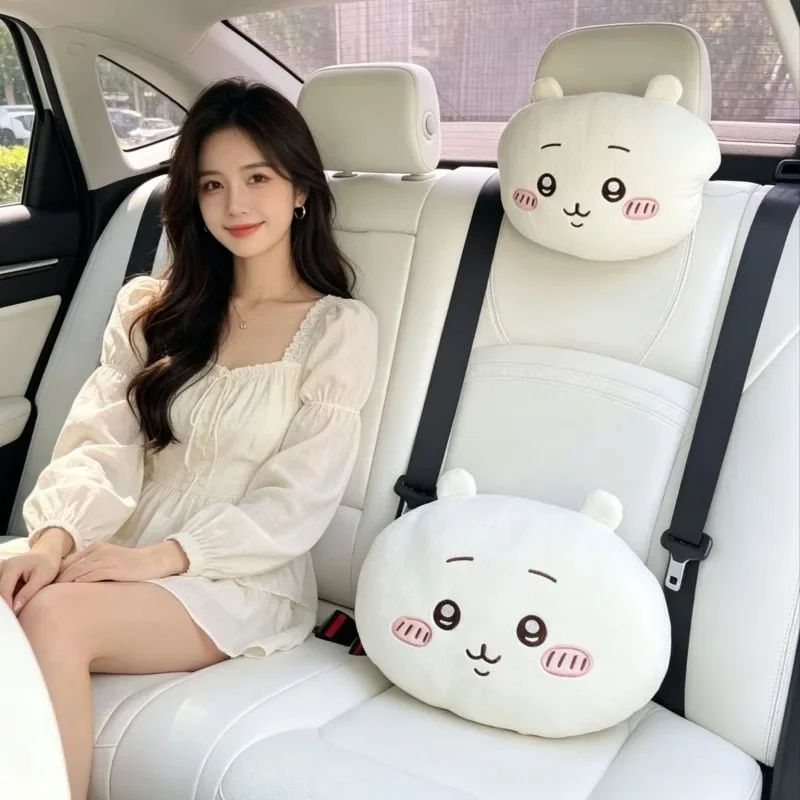 Cute Chiikawa Usagi Car Seat Pillow Neck Headrest Soft Comfortable Ergonomic For Auto Vehicle Interior Travel Driving Daily Hot view 4