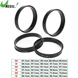 UXCELL 4pcs 57.1/60.1/66.45/66.5/67.1/72.6mm OD 54.1-66.1mm ID Car Hub Centric Rings Wheel Bore Center Spacer ABS Plastic