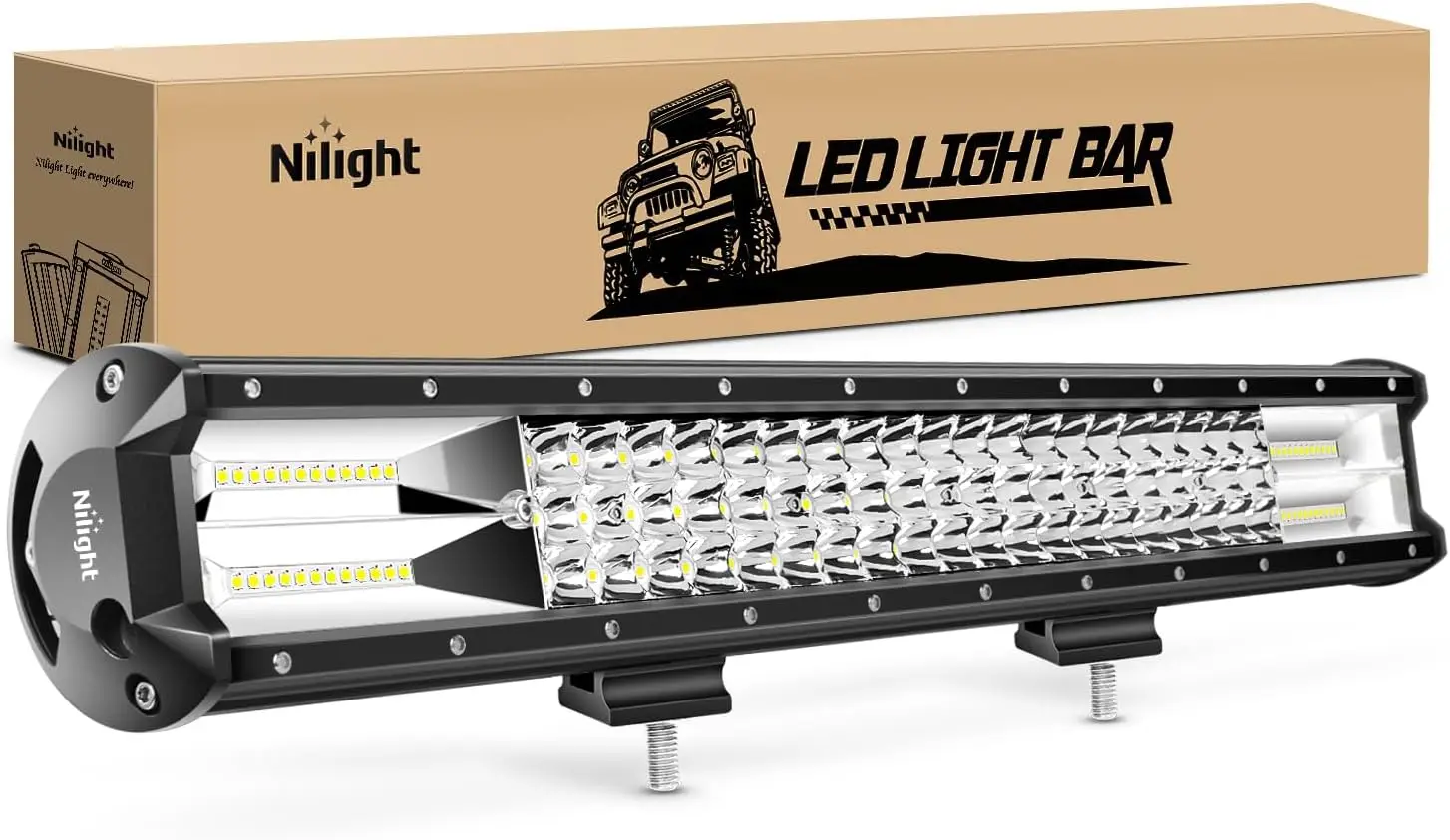 

26-дюймовая светодиодная балка с тремя рядами светодиодов, 297 Вт, комбинированный световой поток (рассеянный и сфокусированный) для внедорожников и лодок, гарантия 2 года