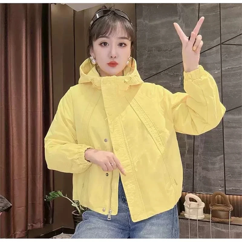 

Women's Casual Charge Hooded Jacket 2026 Spring Autumn Windproof Outdoor Loose Slim Short Coat Sports Outwear Top