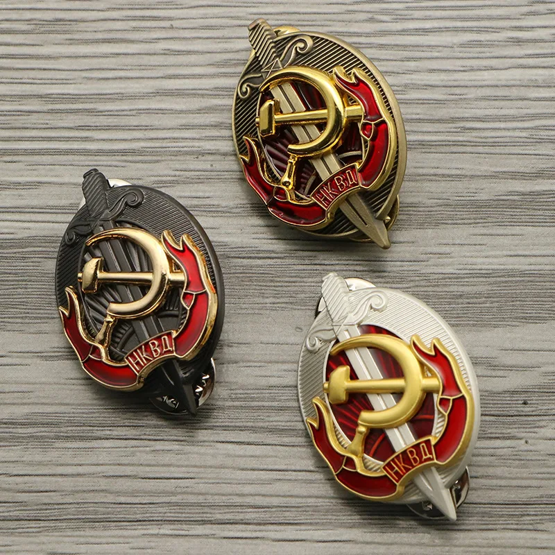 Russia USSR Badge Lapel Pins Metal Material Shield and Sword  Souvenir Collection KGB CCCP Vintage Classics Retro Brooch