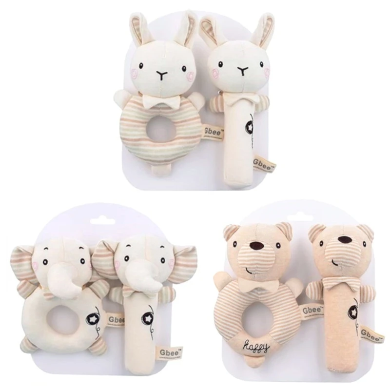 1 Set Animal Shaped Toy Rattle for Doll Accessories Early Educational Bed/Sofa Accompany Supplies Cotton Made