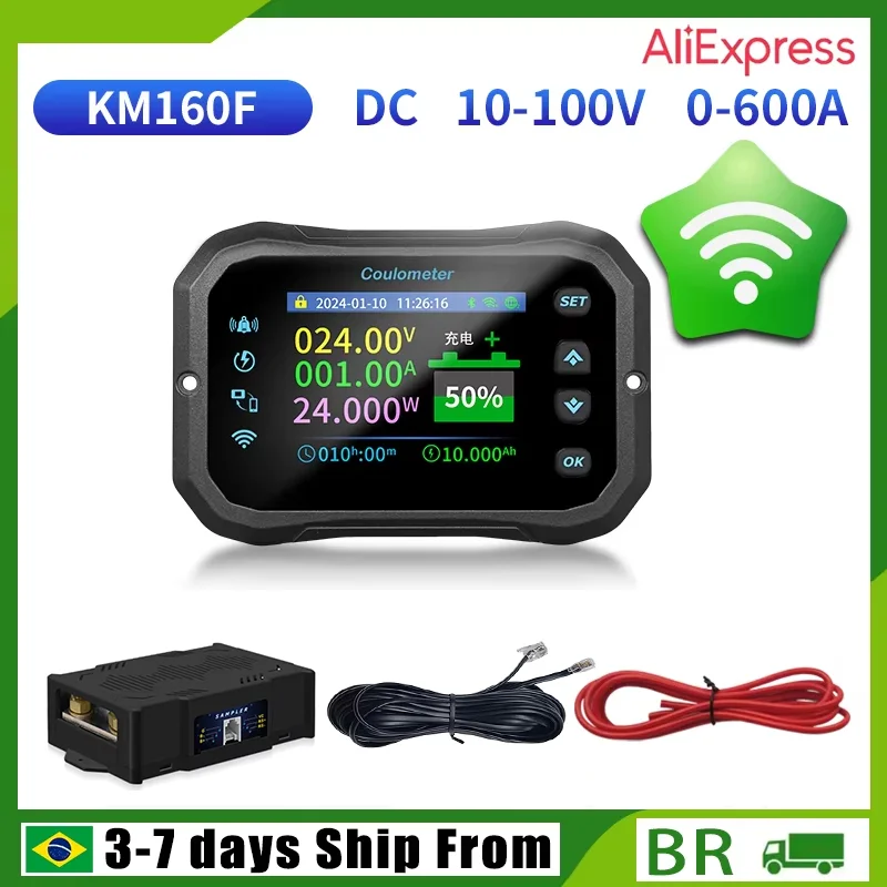 JUNTEK/KM160F Coulomb Meter Bidirectional Current Detection RV Battery Monitor With WIFI