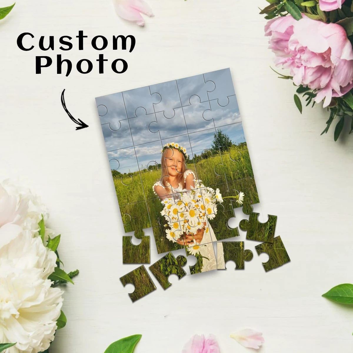 1pc Custom Photo Single Portrait Wooden Jigsaw Puzzle,Ideal Anniversary,Wedding,Birthday,Valentine Gift For Family Friends