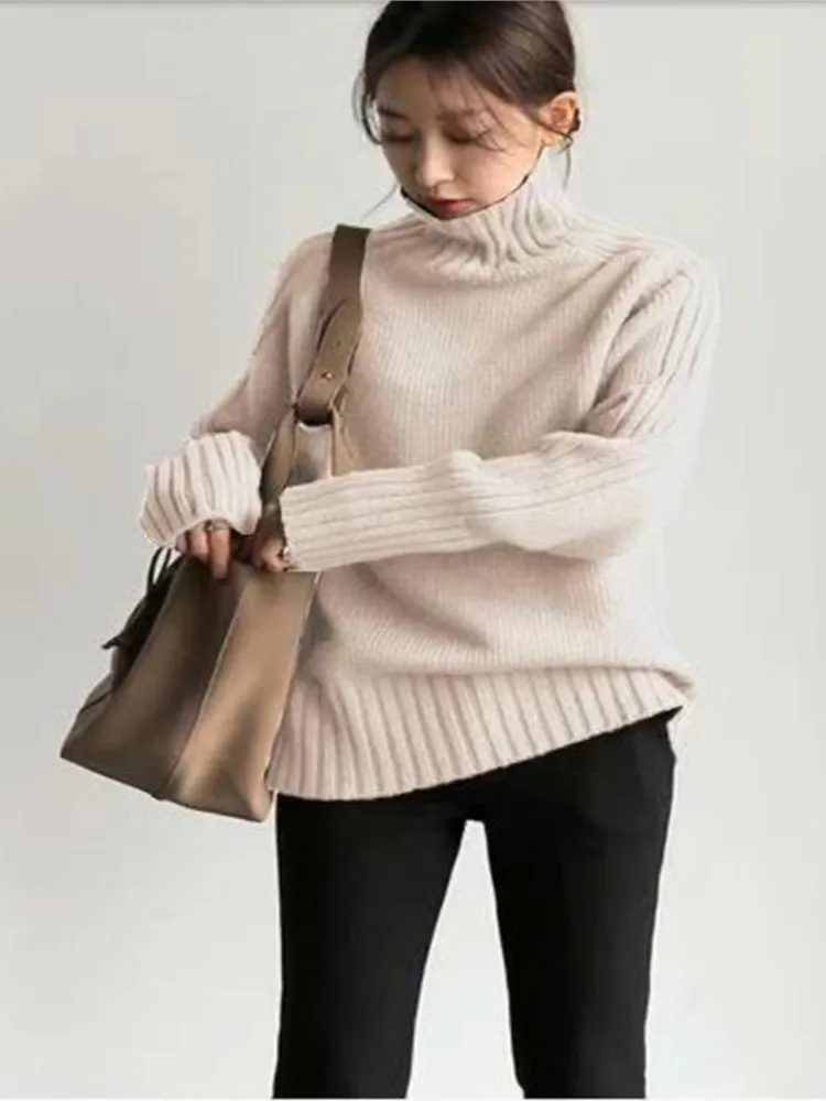 Maglione pullover dolcevita autunno inverno lavorato a maglia maglione donna manica lunga casual Modis maglioni da donna maglione donna stile coreano allentato