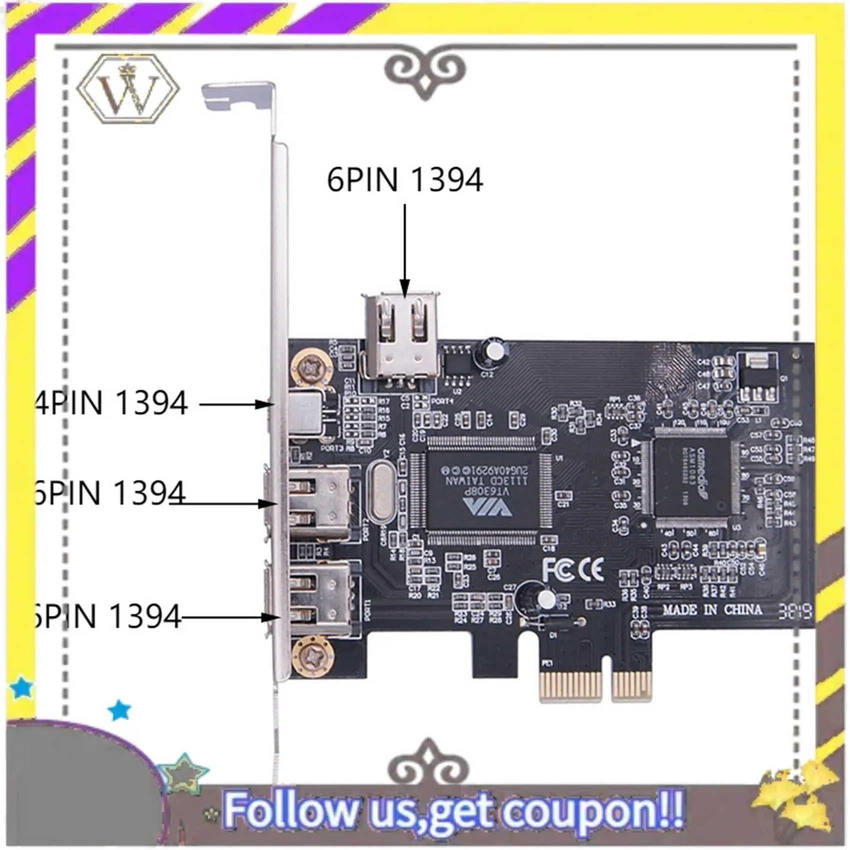 

Новая карта PCI-E к 1394A, 4-портовая карта PCI-E 1.0 X1 к IEEE 1394A Firewire, поддержка разрешения 1440X1080, кабель 0,8 м 1394A