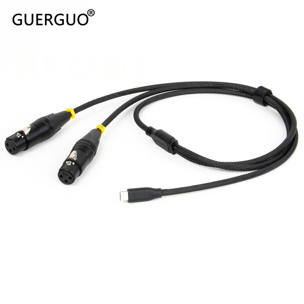 USB C to Dual XLR Audio Cable,Type C Male to 2 XLR Male/Female Stereo Power Amplifier Braided Cord for Amp,Speaker,Mixer Console