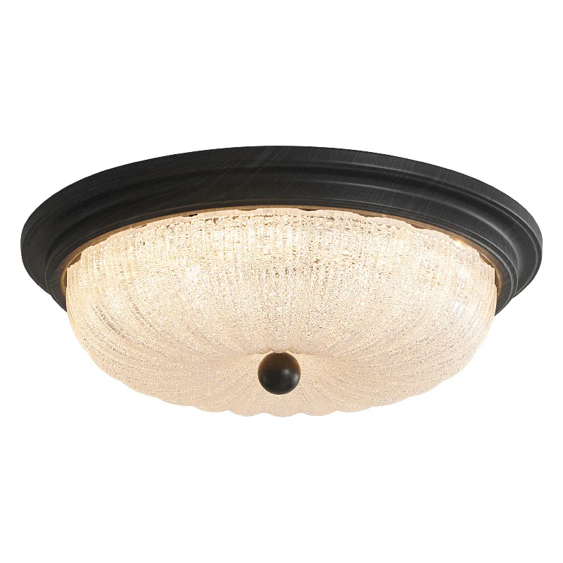 

Bedroom ceiling light American retro, round glass, medieval book room light