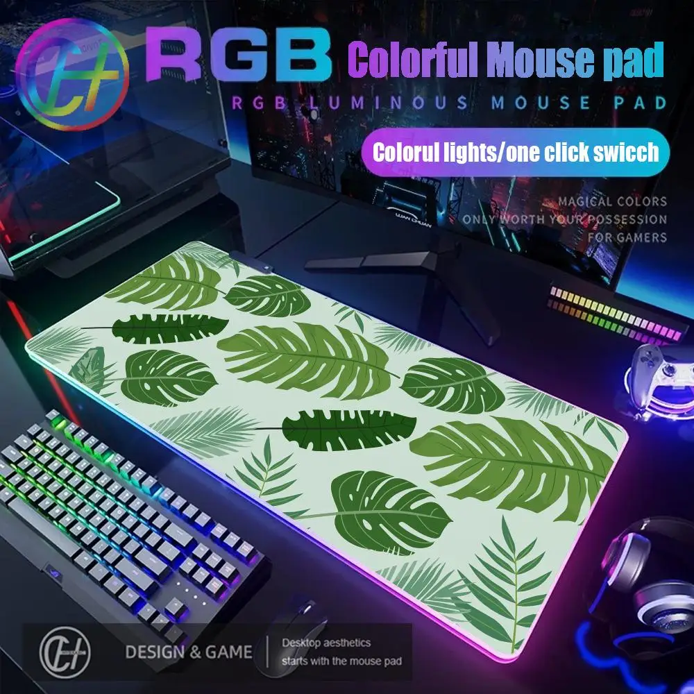 

Simple Plant Landscape Mouse Pad RGB Gaming Mouse Pad Desk Mat HD Gamer Large LED Light XXL Mouse Pad