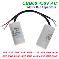 1pc CBB60 450V Motor Run Capacitors 450VAC Starting Capacitor 5% for Washing Machine 3UF 4UF 5UF 6UF 8UF 10UF 12UF 15UF 18UF 20U