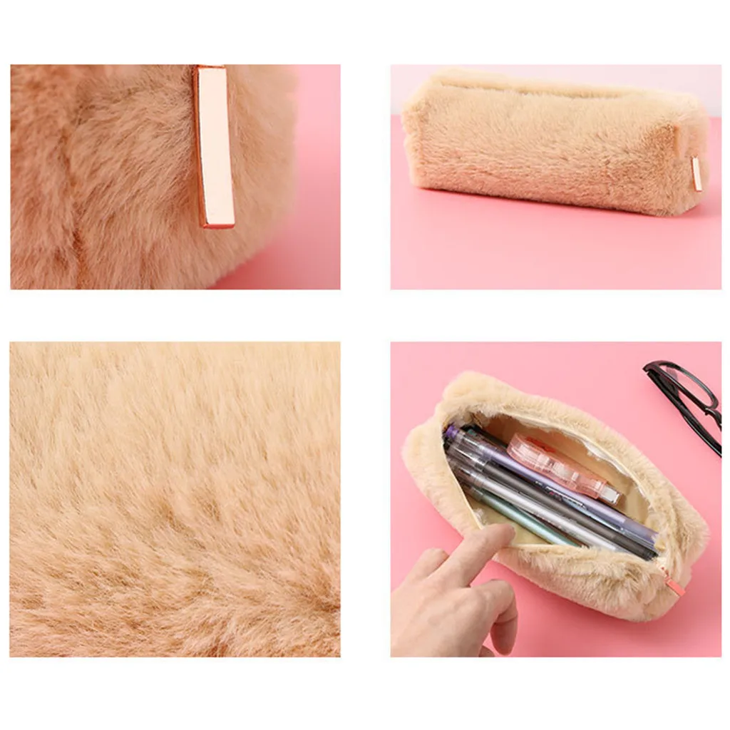 Creative Pen Box Small Fresh Cute Girl Plush Octagonal Pencil Case