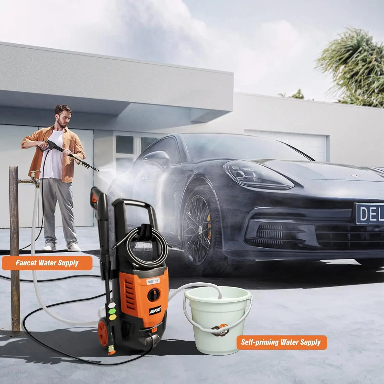 Electric Pressure Washer 3000PSI 2.6GPM Power Washer Electric Powered 1800W Water Pressure Cleaner Machine with 5 Nozzles