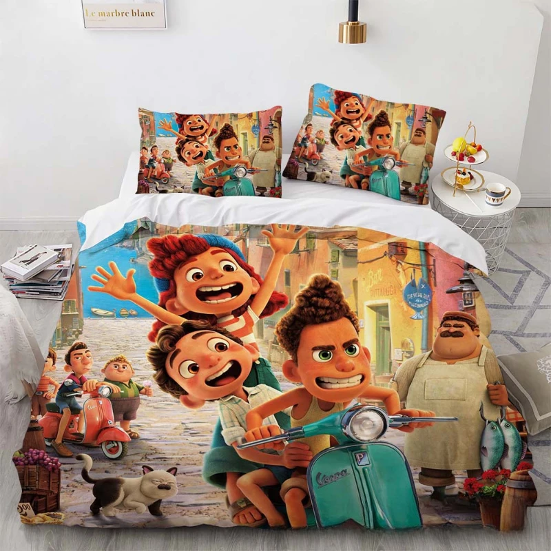 ديزني لوكا الكرتون الفراش مجموعة للأطفال ، غطاء لحاف ، أنيمي المخدة ، Kawaii المفرش ، نوم حاف ، تأثيري ديكور ، هدية