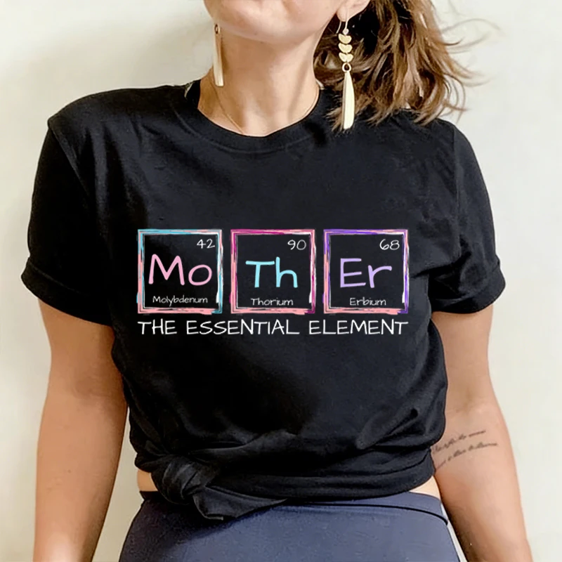 

Mother Chemical Element T-Shirt Mother The Element of Love Print Casual Short Sleeve Tops Mother's Day Gift for Women