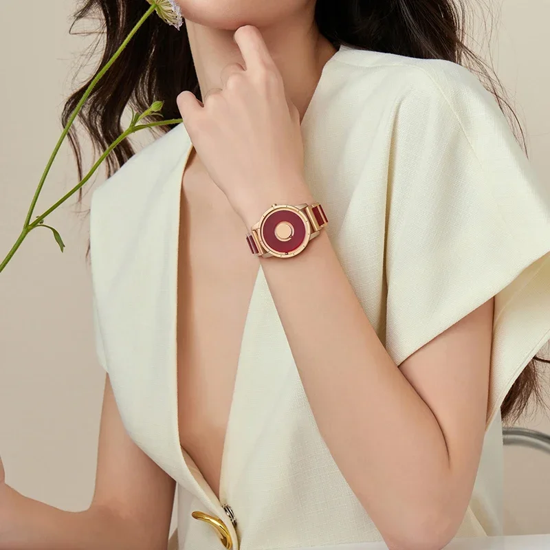 EUTOUR 2025 Spring Arrival Red White Concept Jewelry Watch Resin Material Grace Lady Girl Elegant E059 Magnet Watch Bracelet