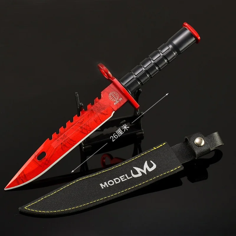 26 سنتيمتر/10.23in الذهاب لعبة المفاتيح الطرفية M9 جزار مع حافظة جلدية نماذج سلاح التدريب في الهواء الطلق سكين المعادن الحرفية دمى هدايا #2