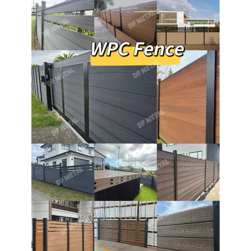 custom.DF Popular Wood Plastic Composite Garden Fence Panel Aluminum Post Outdoor Decoration Privacy Slat Wall WPC Fence - view 5