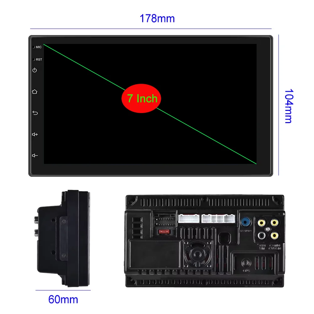 مزدوج 2 الدين ستيريو السيارة 7 بوصة السيارات مشغل وسائط متعددة راديو أندرويد السيارات Carplay شاشة الملاحة 2Din Wince نظام