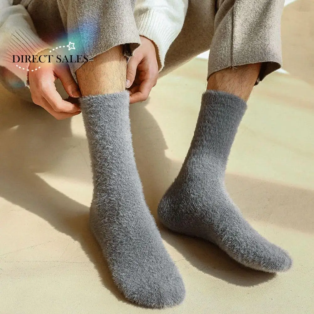 

Breathable Soft Simple Thick Trendy Fashion Mink Velvet Korean Style Socks Middle Tube Hosiery Man Socks