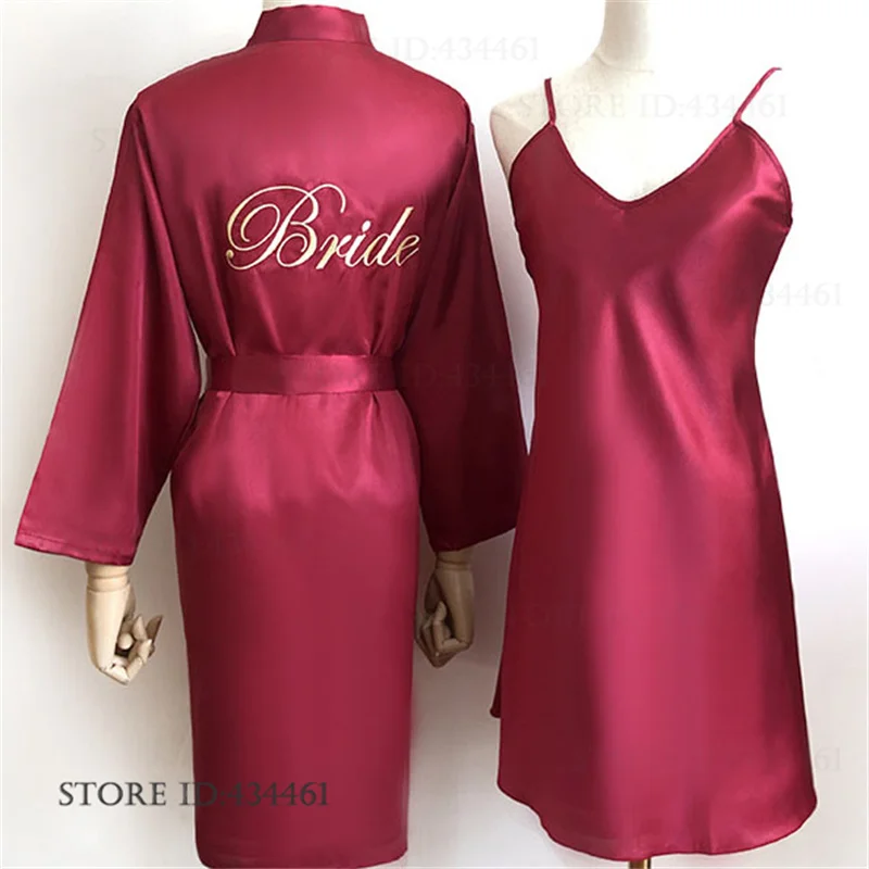Embroidery Bride Bridesmaid Wedding Robe Nightgown Set Spring Summer New Sleepwear Homewear Loose Casual Nightwear Nightdress