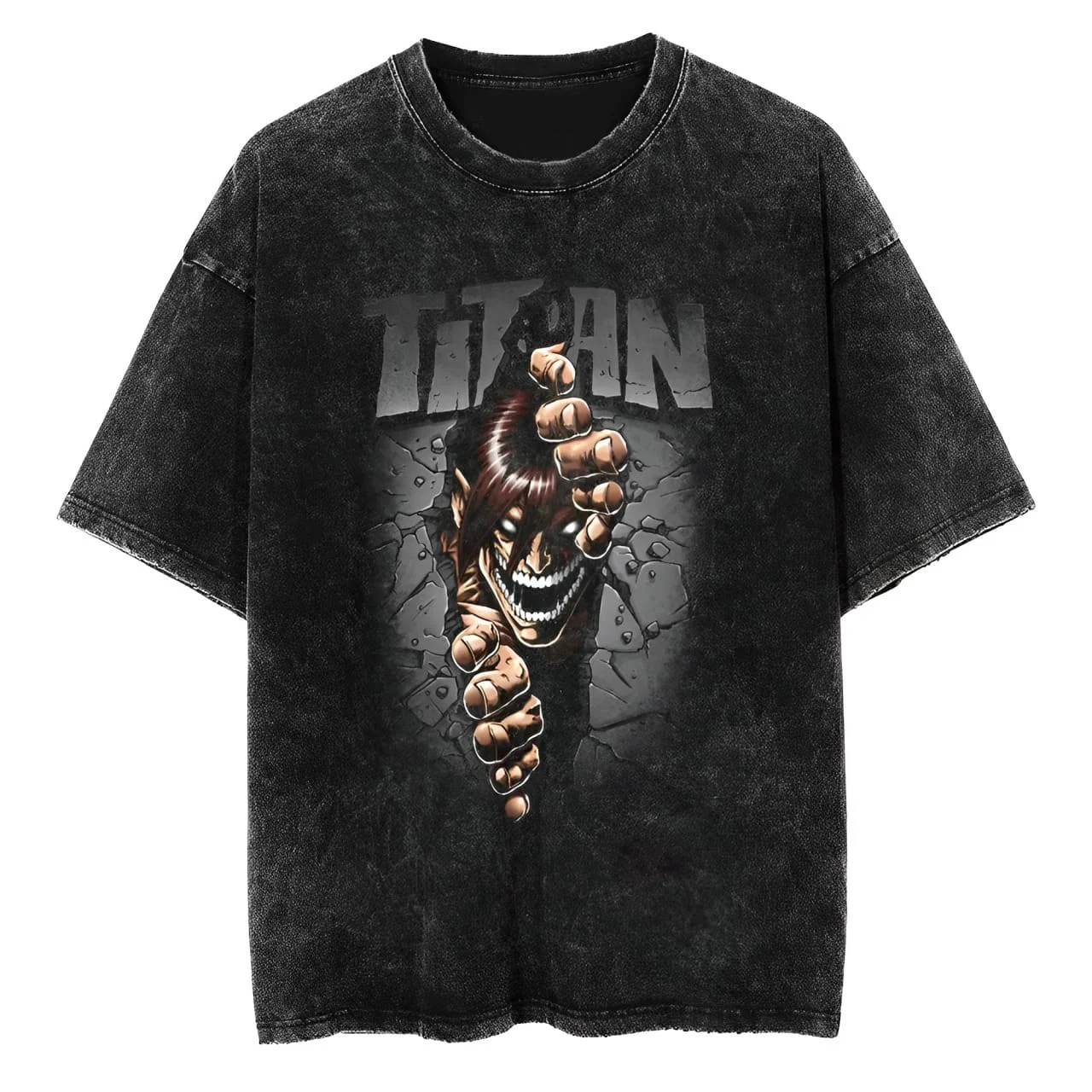 

Attack on Titan Colossal Titan Vintage Washed Cotton T Shirt Men Women 2026 Summer Oversized Streetwear Anime Casual Tops