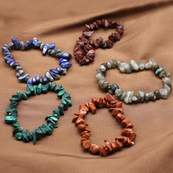 Handmade Stretch Crystal Chip Bracelet Gravel Natural Stone Labradorite Malachite Quartz Beads Bracelets Jewelry Bangle Women