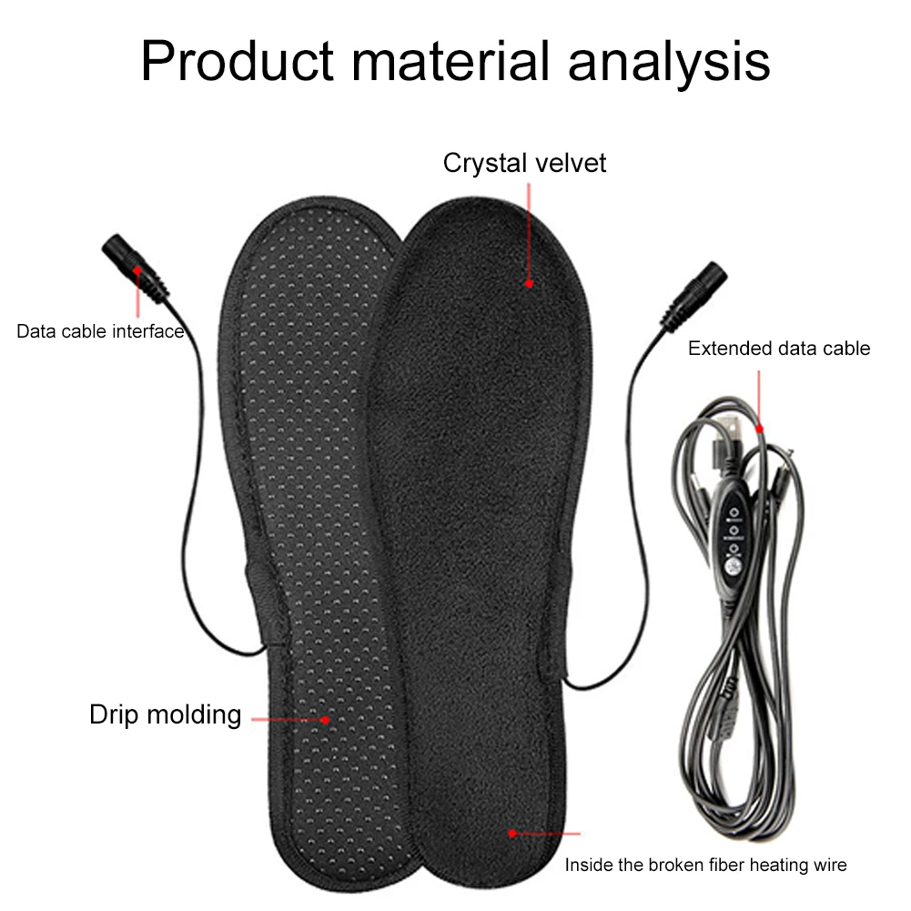 USB Heated Shoe Insoles Feet Warm Sock Pad Mat Winter Electric Heated Insoles for Women Men Outdoor USB Heating Shoe Insoles