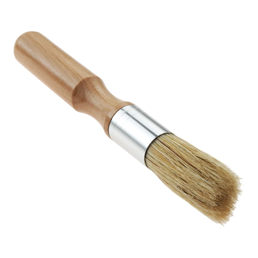 1pc Multifunctional Brush 148mm Length Pig/Hog Bristles with Round Head Wooden Handle Painting Cleaning Coffee Grinder Clean