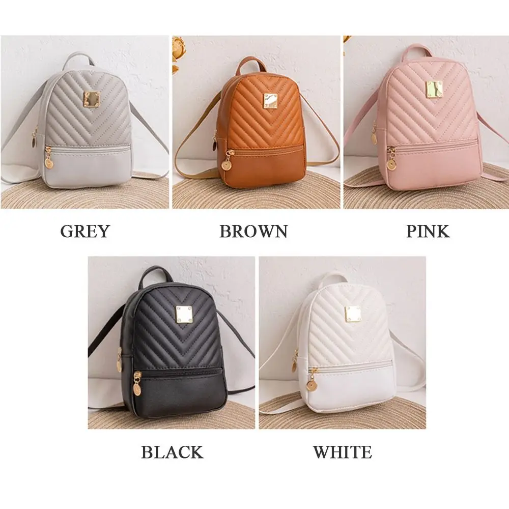 Fashion PU Leather School Bags Shoulder Bags Small Backpack Women Diamond Grids Bag Casual Rucksack Casual Bag