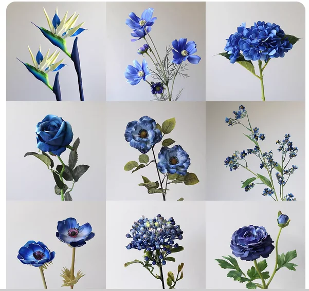 

Deep blue rose flying swallow artificial flower wedding celebration layout silk flower home dining room table flower arrangement