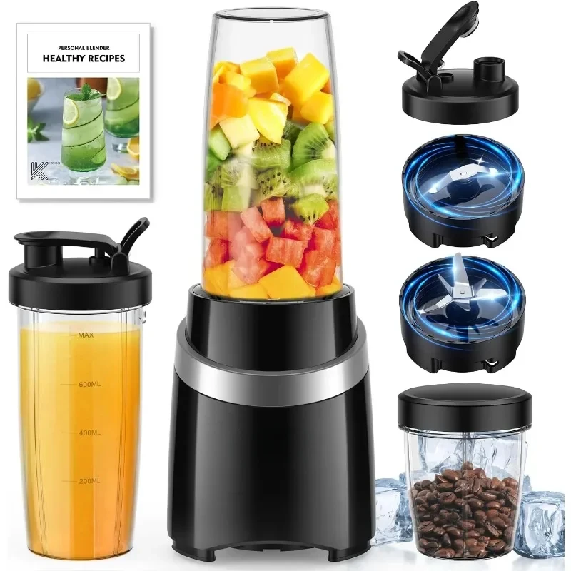 

Blender for Smoothies Personal Blender and Grinder Combo for Kitchen Portable Smoothie Cups with To-Go Lids