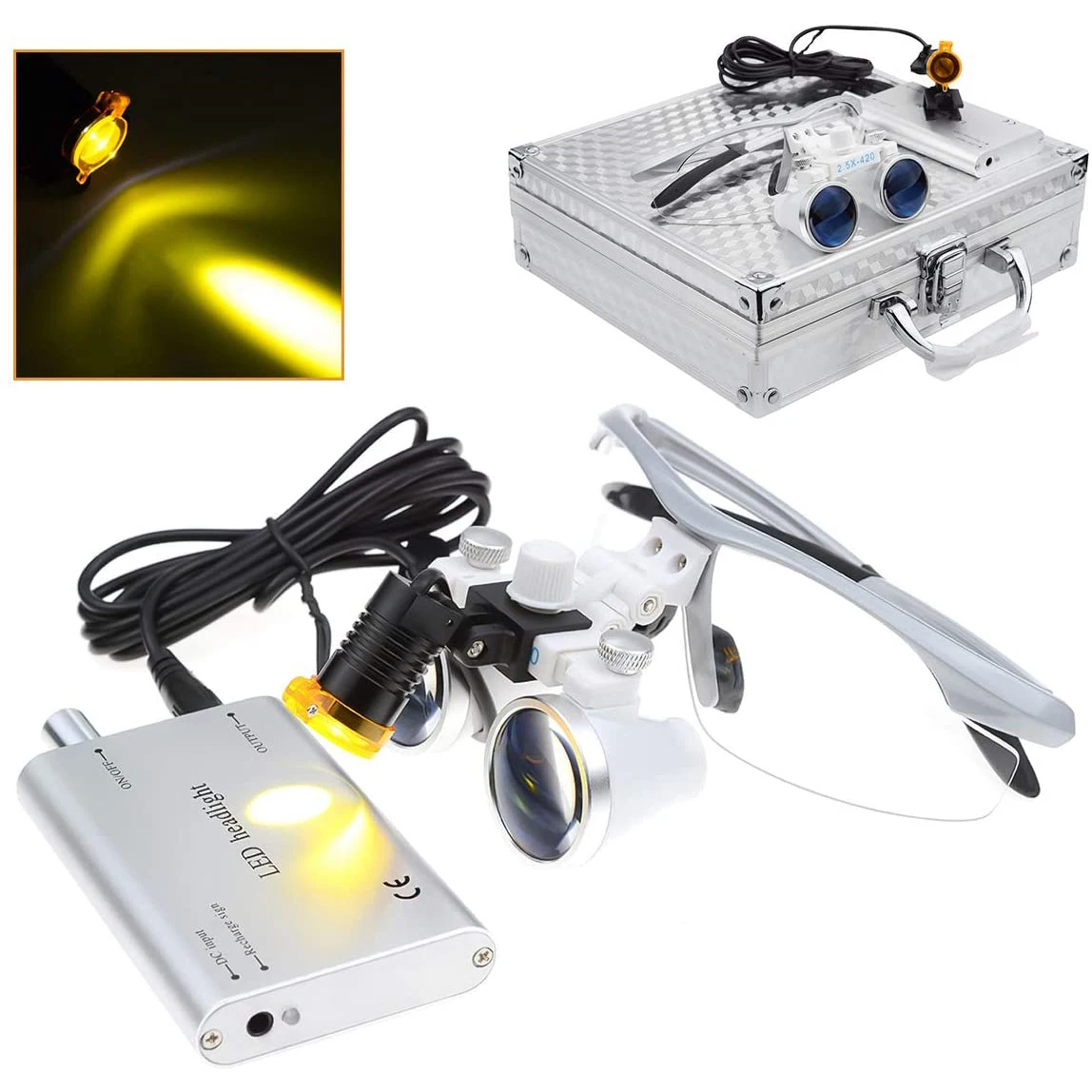 2.5X 3.5X Dental Loupes Light Surgical Headlight Dental Magnifying Glasses Front Light Dentistry Dental LED Lamp Surgical Loupes