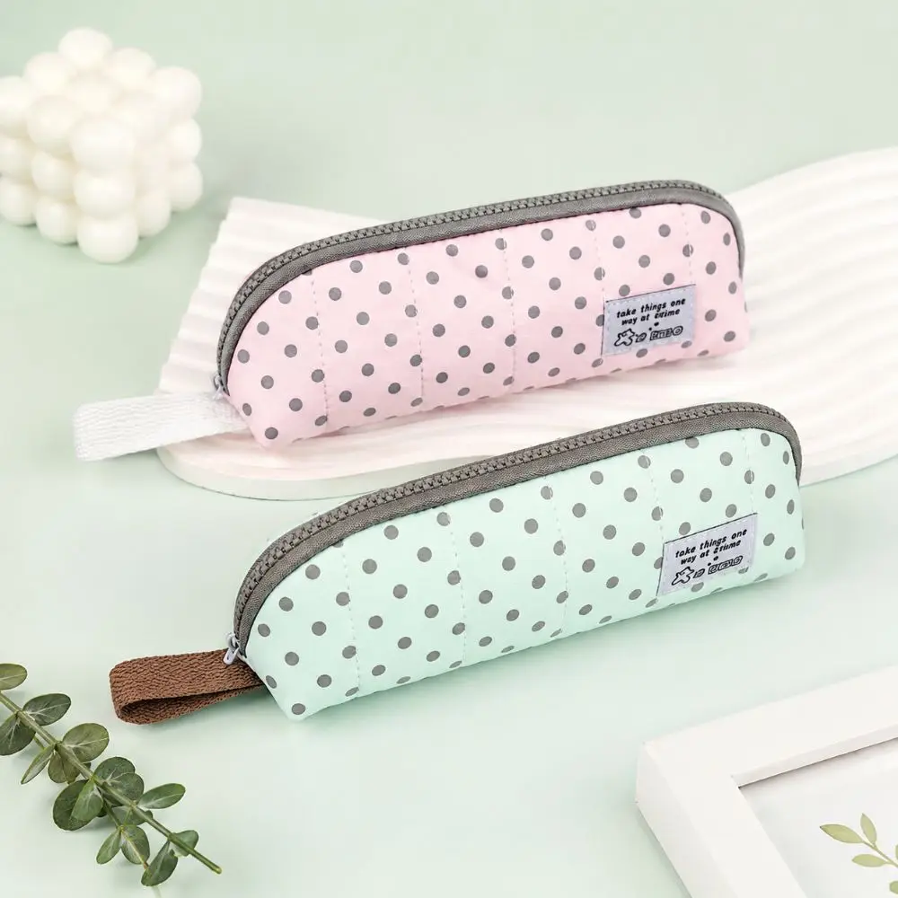 Ästhetische tragbare Handtasche für Stifte im koreanischen Stil, gepunktetes Federmäppchen, Federmäppchen für Schüler, Schreibwaren-Organizer für den Schulanfang