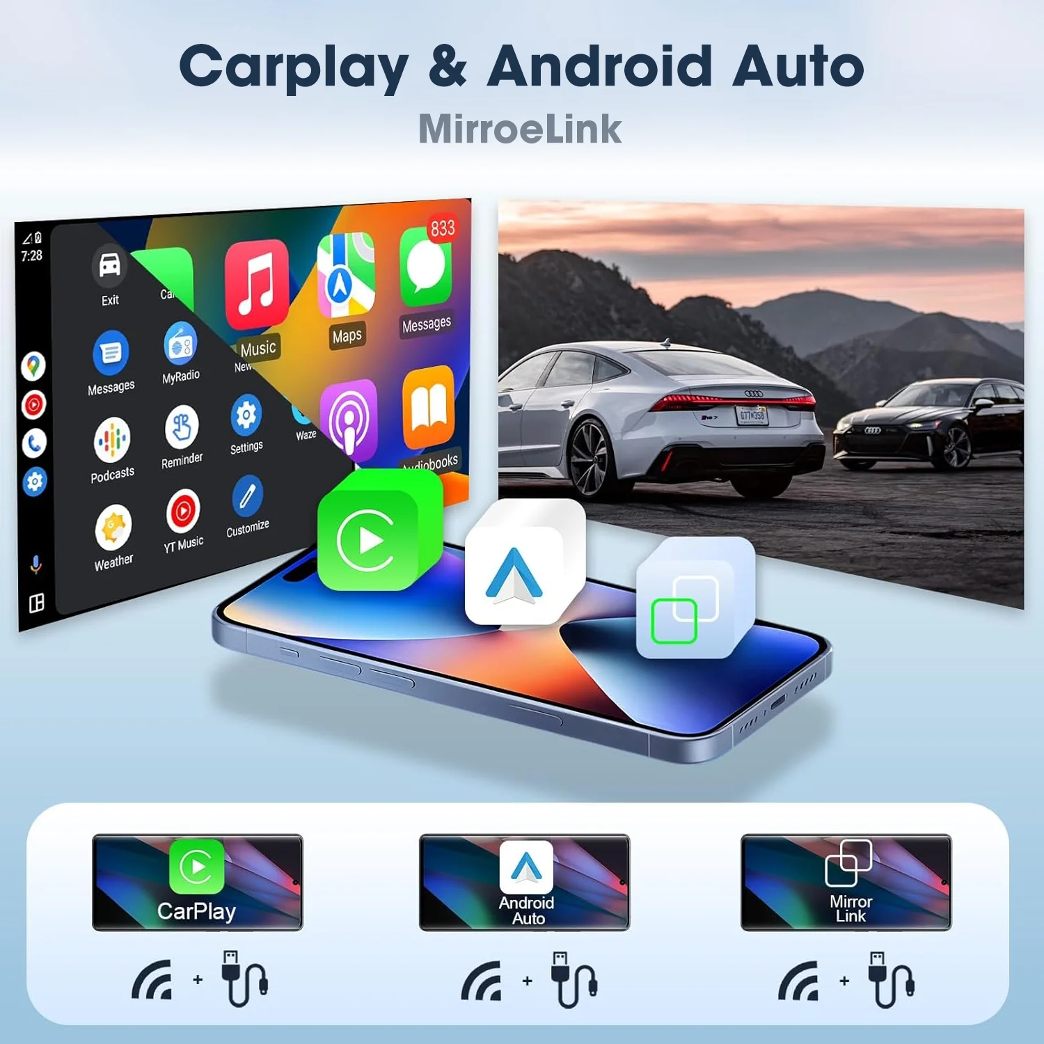Reproductor Multimedia para Auto, Radio con GPS, Navegación, Carplay, Android Auto, 2 Din para Honda CR-V 3 RE CRV 2007-2011, Inalámbrico, WIFI 5GHz, DSP, Audio EQ, Bluetooth 5.4, FM, AM, con Cámara de Retroceso, Plug and Play, Pantalla, Accesorios