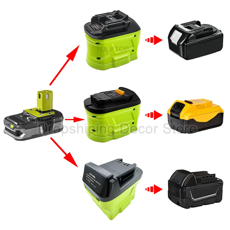 Battery Adapter Converter for Ryobi 18V Battery Convert to for Makita/Dewalt/Milwaukee 18V 20V Li-ion Battery Power Tools Use