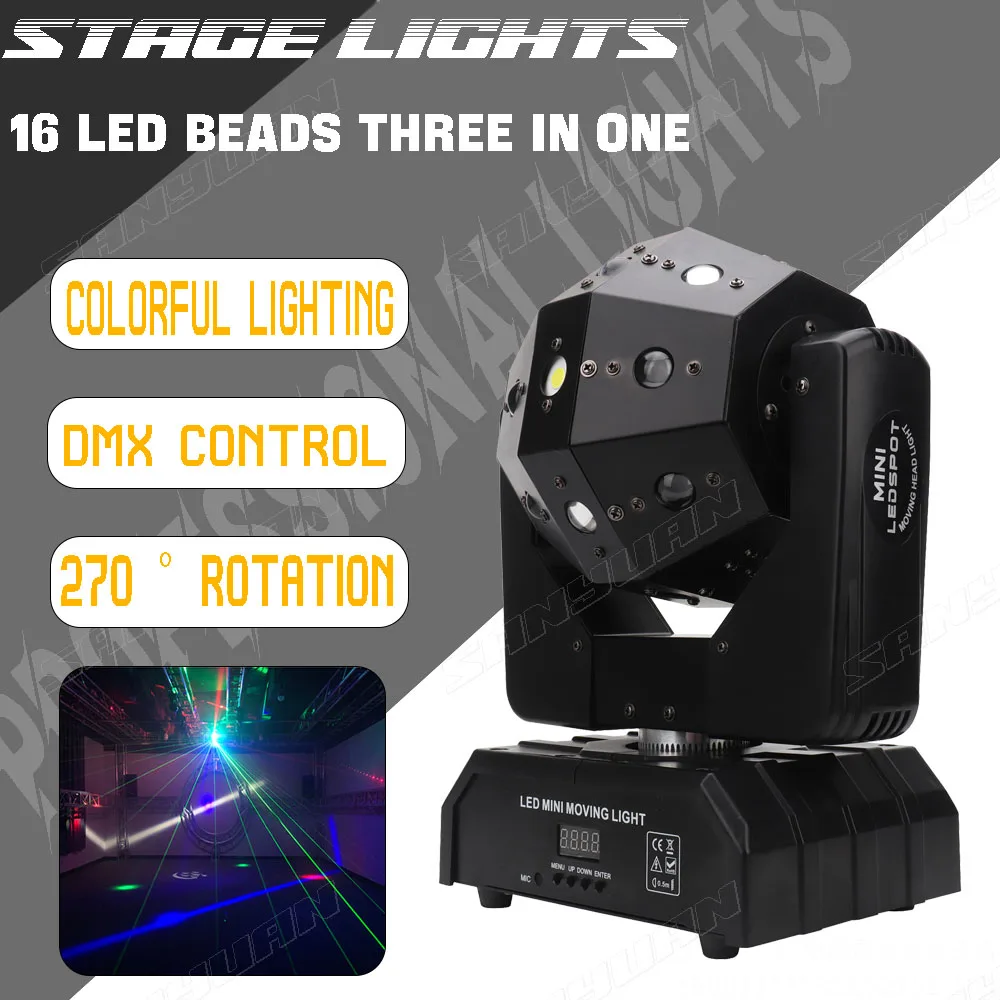 LED 16 light beads Professional stage light Bar Party audience Disco light Family Christmas Projection DMX 512 Laser light